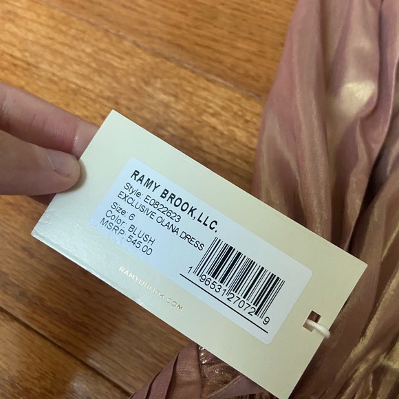 NWOT Ramy Brook Pink Blush Metallic Olana High Neck Evening Midi Dress 6 - Picture 5 of 6